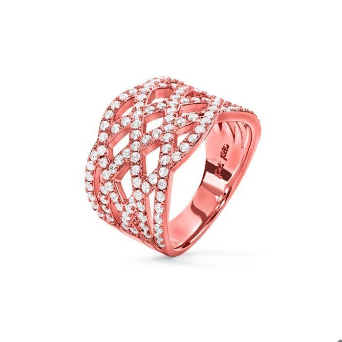 Bague femme - Folli Follie - 3R17S005RC-52 - Or rose - Cristaux Swarovski - Élégance intemporelle