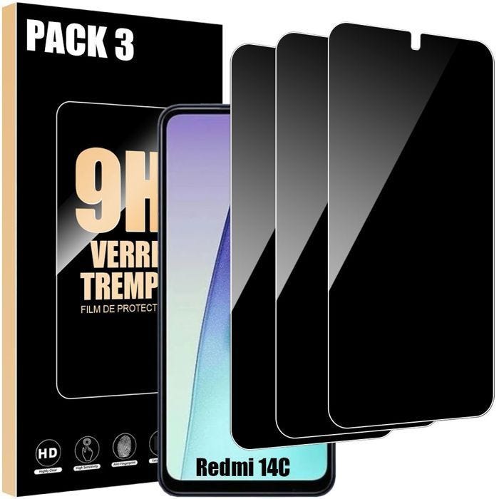 Film de protection - Xiaomi - Redmi 14C - Verre trempé - Anti-espion - Lot de 3