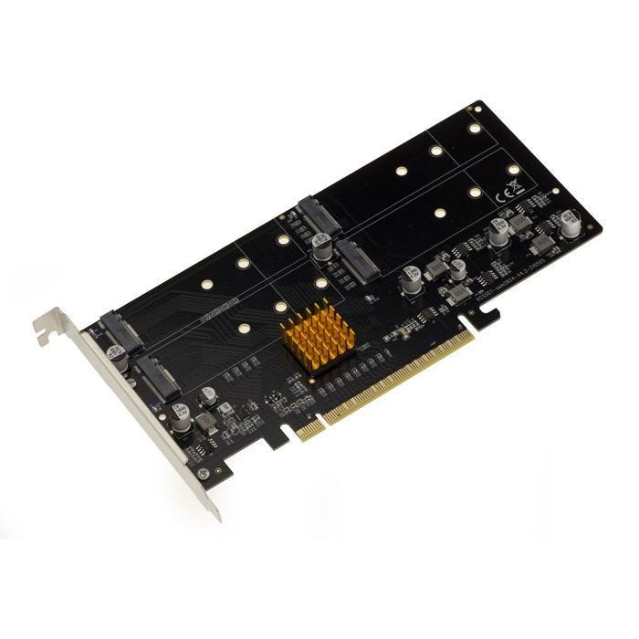 Carte contrôleur M2 PCIe x16 pour 4 SSD M.2 NVMe M Key avec Chipset ASM2824