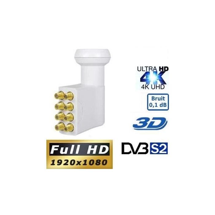 LNB OCTO PL-8 , 0.1dB ,High Gain 60DB !! Tête Parabole 8 sorties , Compatible Full HD 4K TNTSATCanal+ Astra et FRANSAT