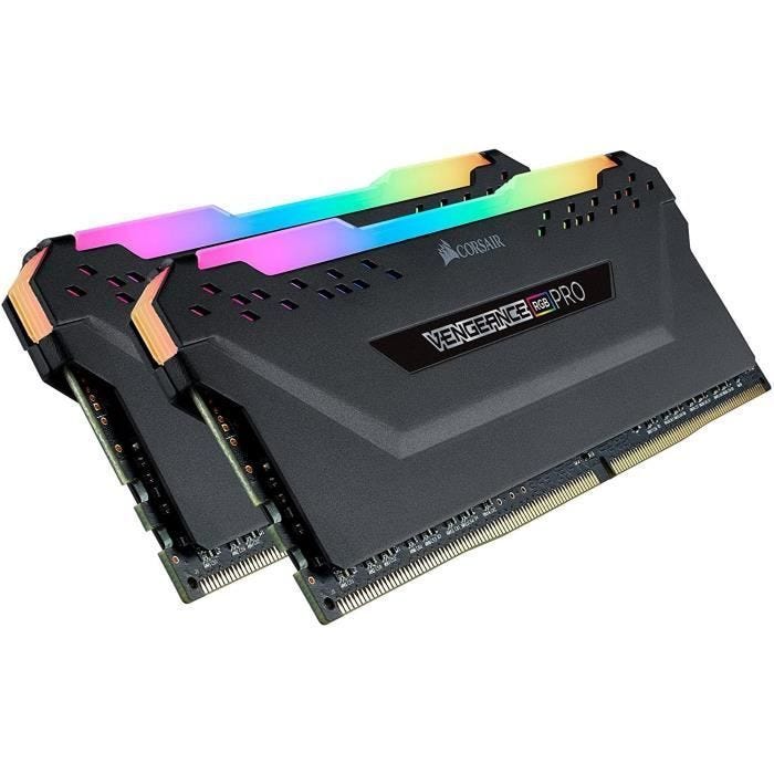 Mémoire RAM - CORSAIR - Vengeance RGB Pro DDR4 - 32GB 2x16GB DIMM - 3200 MHz - 1.35V - Noir (CMW32GX4M2E3200C)