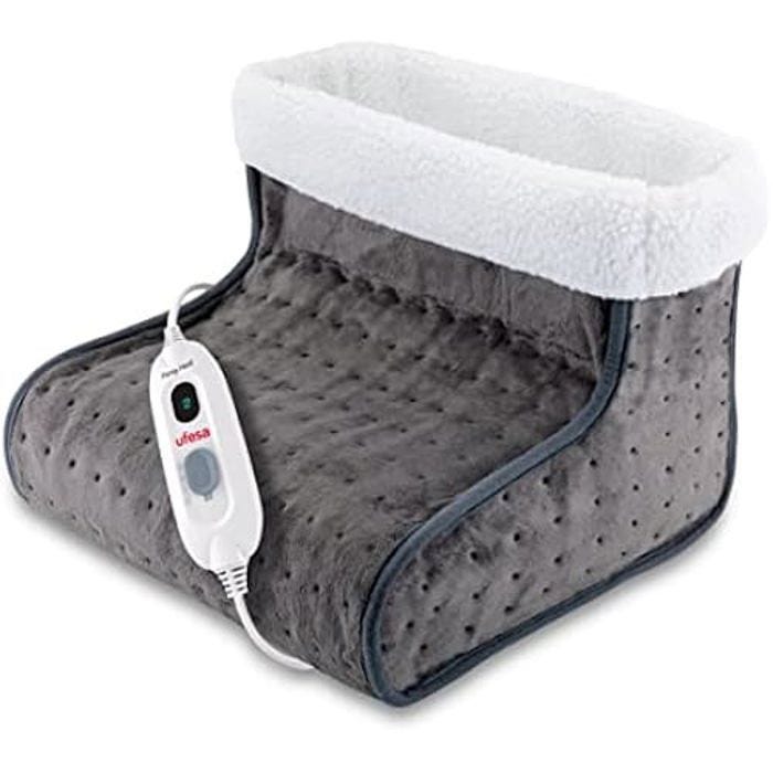 Ufesa FH BM Botte Chauffe Pieds Électrique, 3 Niveaux de Temperature, Arrêt Automatique, Lavable, Chaleur Enveloppante, Gris
