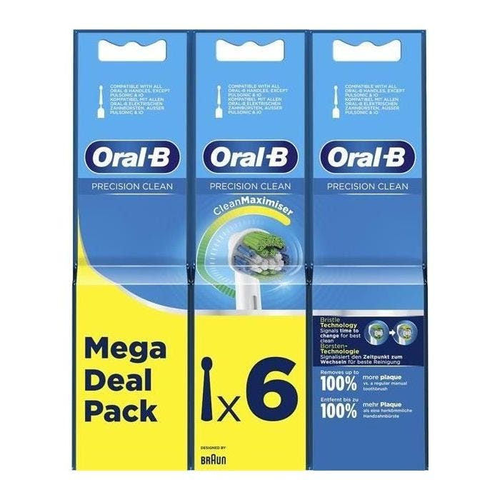 Oral-B Precision Clean Lot de 6 têtes de brosse à dents de rechange avec technologie CleanMaximiser - 4210201325253