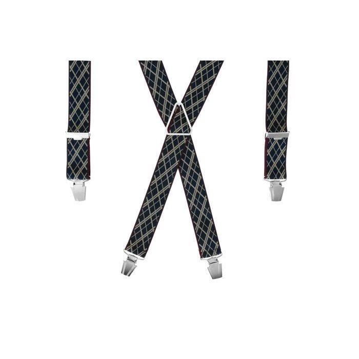 Bretelles - GASPARD - Larges - Fabrication artisanale - Croisillon marine - Taille ajustable jusqu'à 130 cm