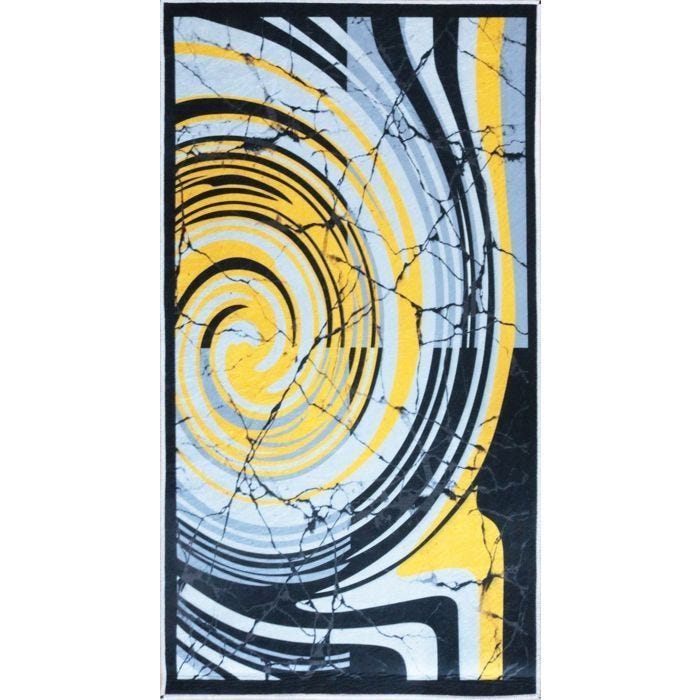 Tapis - MANI TEXTILE - TOURBILLON - Jaune - 200x290 cm - Antidérapant et lavable en machine