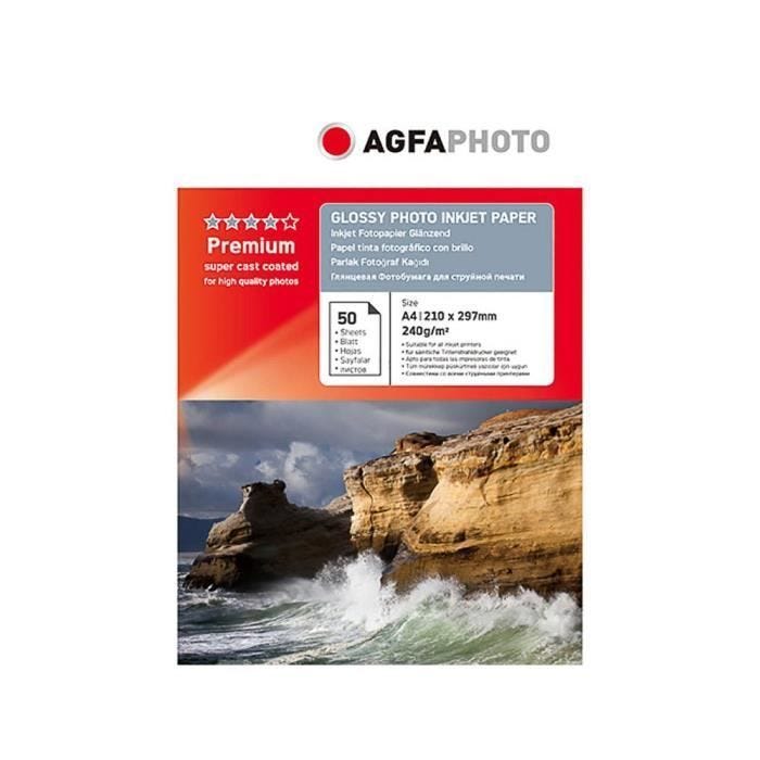 Papier photo A4 AgfaPhoto - Finition Brillant 240g Jet d'encre