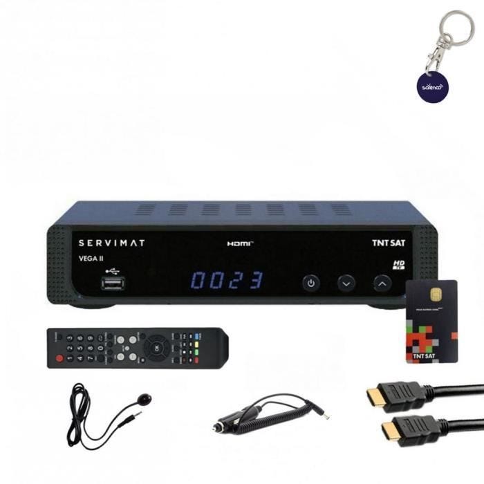 Pack SERVIMAT Récepteur satellite Full HD + Carte TNTSAT V6 + Câble HDMI + Câble 12V + Déport IR