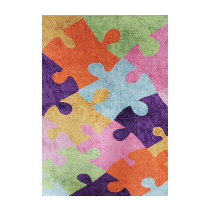 Tapis - PUZZLE - 100x160 cm - Antidérapant - Lavable en machine - Doux au toucher