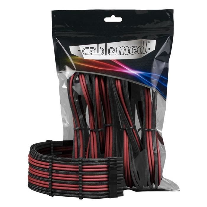 Câble d'extension - CableMod - PRO ModMesh - Noir/Rouge - Alimentation - Technologie ModMesh