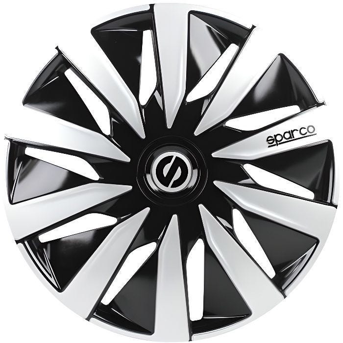 SPARCO 4 Enjoliveurs Lazio 15" Noir et Argent