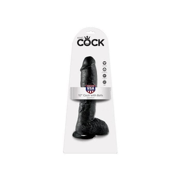 Gode - FAUTE DE BITE KING - 10 BALLES - Réaliste - Noir - PVC sans phtalate