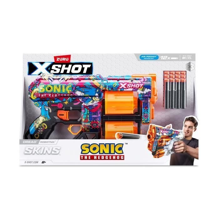 Lanceur de fléchettes - ZURU - X-SHOT Dread SONIC - Canons rotatifs doubles - Capacité 12 fléchettes - Portée 27 m