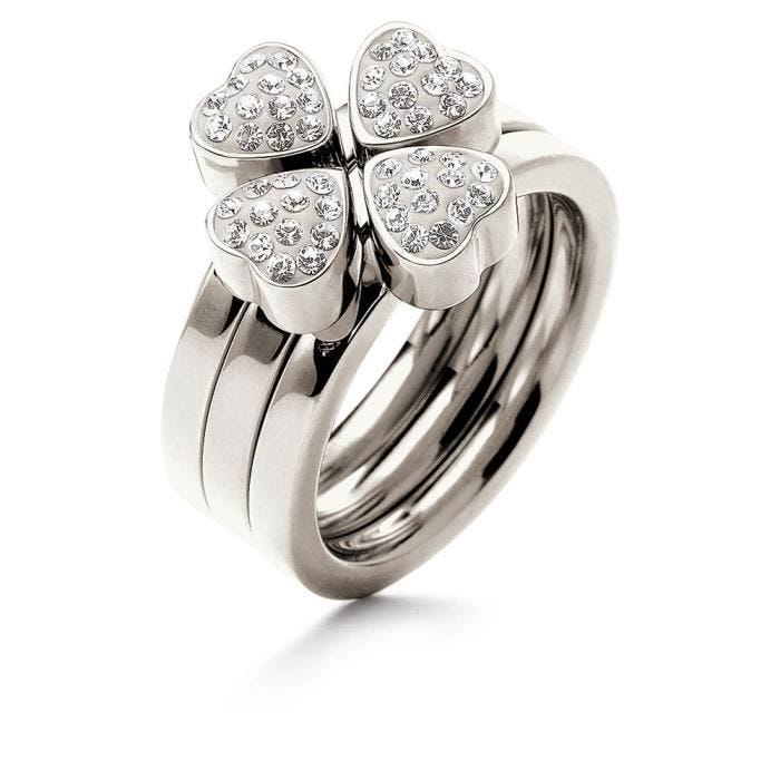 Bague - FOLLI FOLLIE - 3R0F064C - Acier inoxydable - Argenté - Taille 56