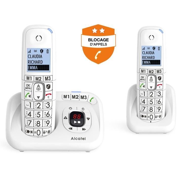 Téléphone fixe sans fil Alcatel XL785 Duo Blanc - Mains libres - Garantie 2 ans