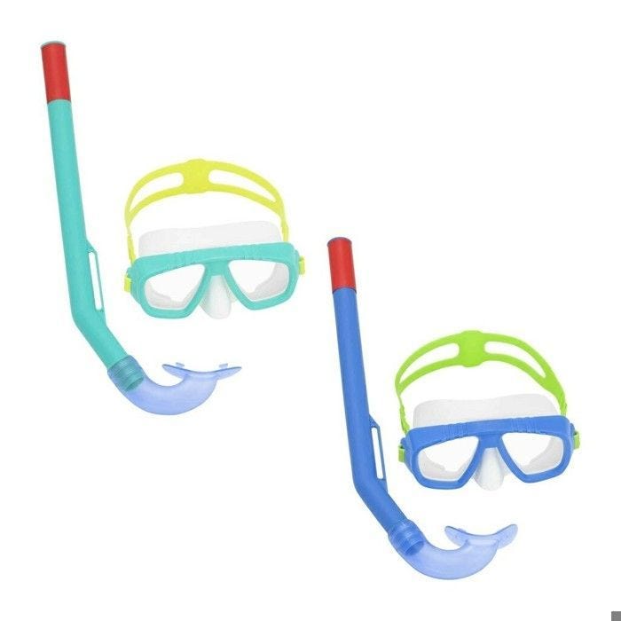 Masque de plongée - Bestway - 22074 - Verre trempé - Sangle en silicone - Multicouleur