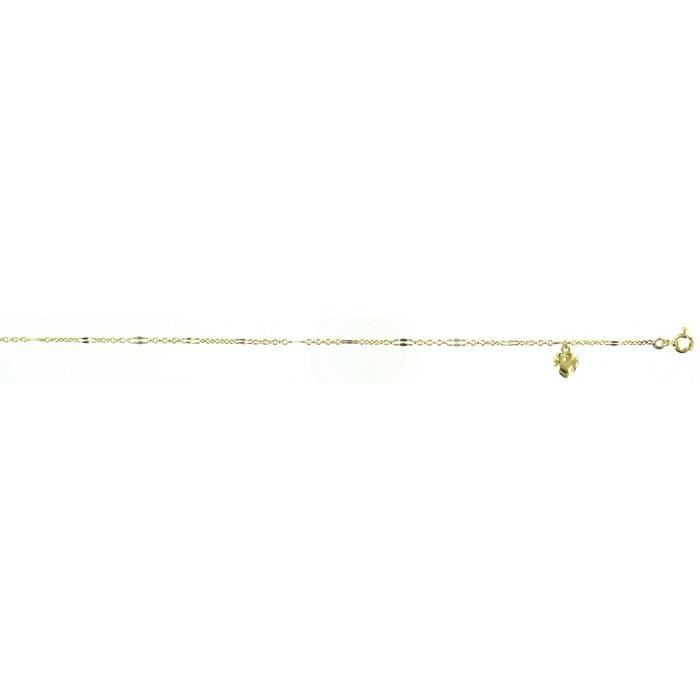 Chaine de cheville or jaue 18 carats pampille coeur - Femme - Jaune - 25 cm