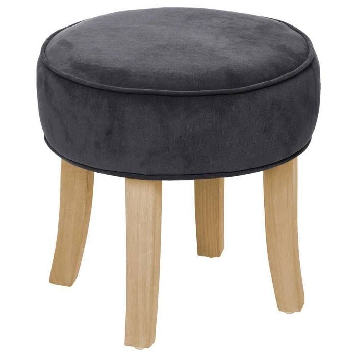 Tabouret "Adriel" gris en velours - Modèle gris - Atmosphera createur d'interieur