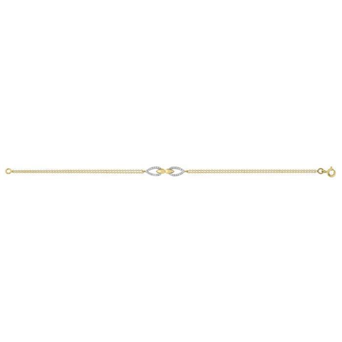 Bracelet femme - BRILLAXIS - Bracelet double rang or jaune pierres blanches - Couleur de la matière:Jaune Taille/Longueur:18 cm