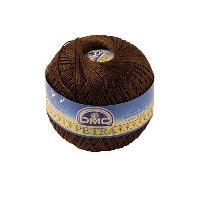Fil DMC Petra, 100% coton, marron foncé, Taille 5