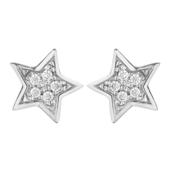 Boucles d'oreilles femme - Brillaxis - Boucles d'oreilles Brillaxis or blanc étoiles oxydes - Couleur de la matière:Blanc