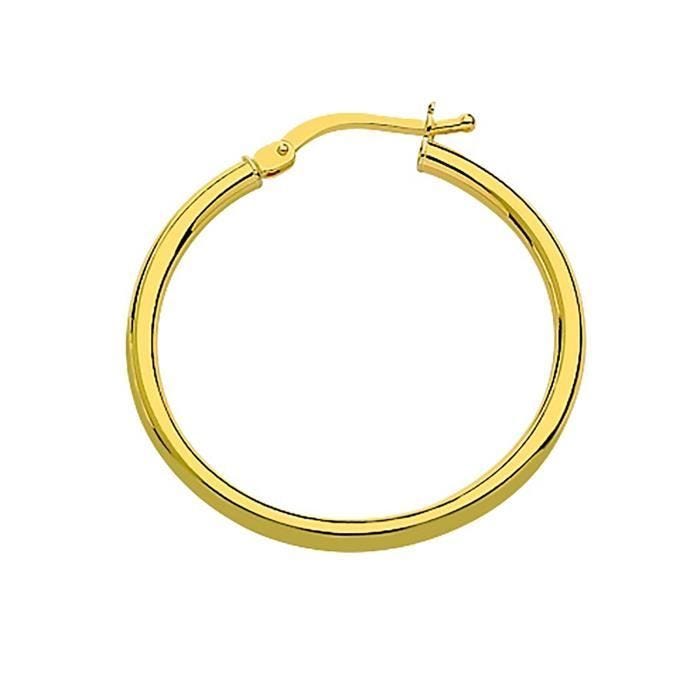 Boucles d'oreilles femme - BRILLAXIS - Boucles d'oreilles créoles or 18 carats 30 mm - Couleur de la matière:Jaune