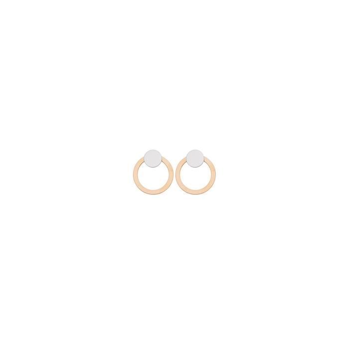 Boucles d'oreilles Brillaxis cercle bicolore - Matière:Or 18K 750/1000