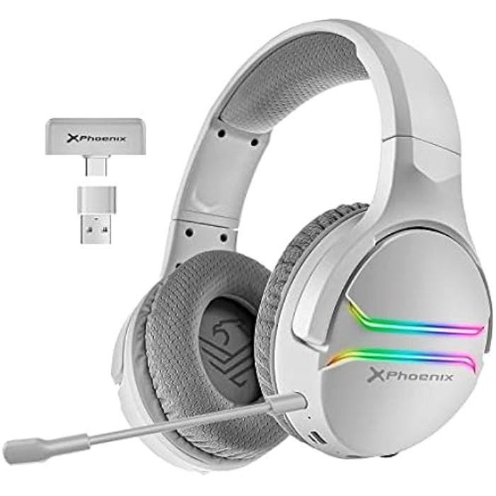 Phoenix Echo Casque sans Fil Gaming 7.1 pour PS5, Switch et PC, récepteur de Type C avec Adaptateur, éclairage RVB, Microphone,