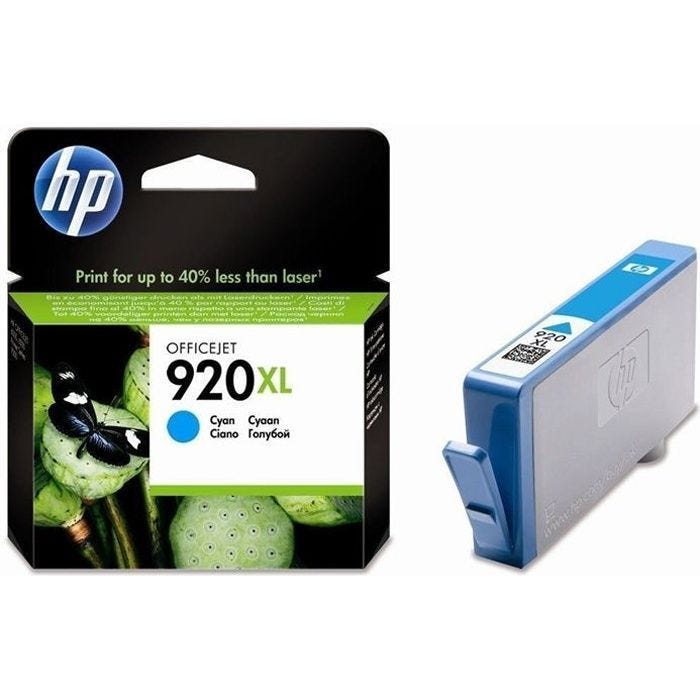 HP 920XL cartouche d'encre cyan grande capacité authentique pour HP OfficeJet 6000/6500/7000/7500 (CD972AE)