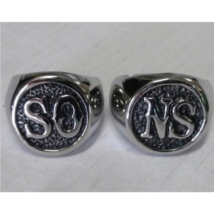 2 chevalieres SONS of anarchy inox ronde SOA biker homme