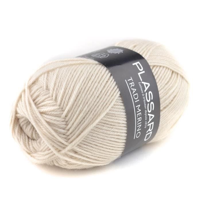 Laine - Plassard - Tradi-Merino - 03 Beige - 1 pelote - Fabriqué en Italie