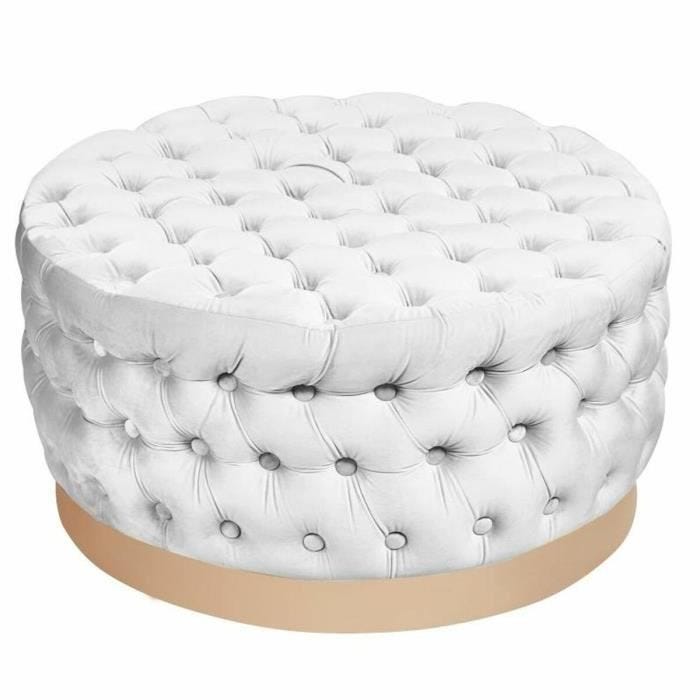 repose-pied blanc polyester bois mdf (78 x 78 x 40 cm)