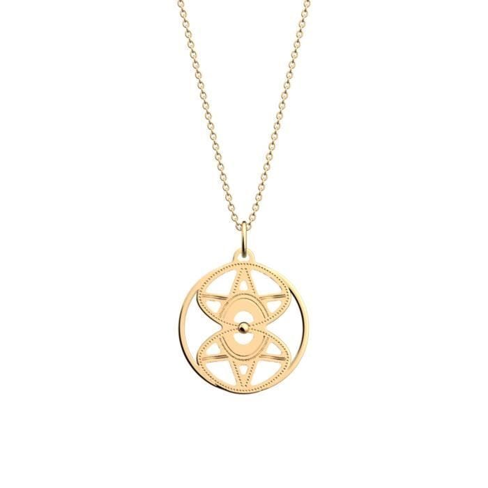 Collier - LES GEORGETTES - Soleil doré 25mm - Longueur 50 cm - Métal - Personnalisable