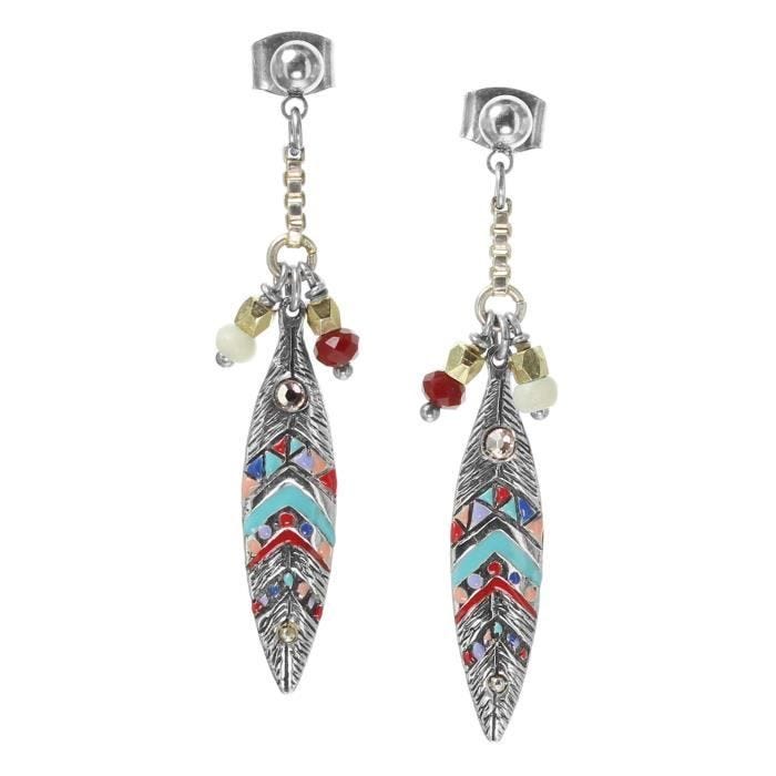 Boucles d'oreille - FRANCK HERVAL - Kaya - Cristal - Matières naturelles - Marron