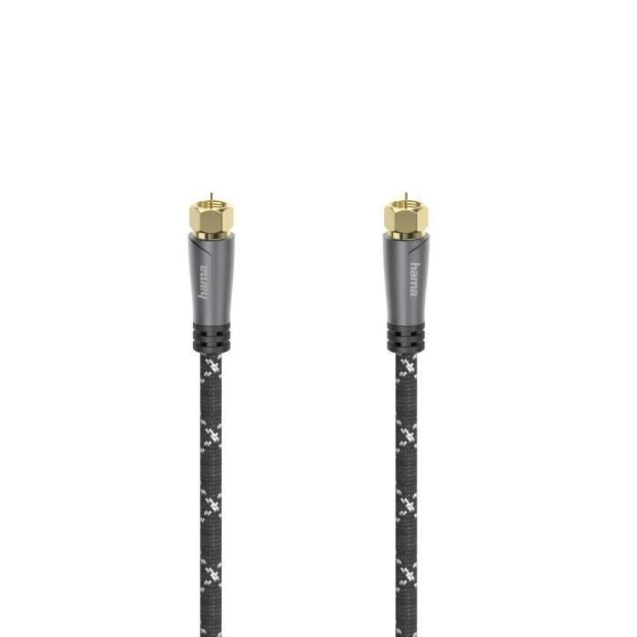Câble de raccord SAT, f. mâle F - f. mâle F, métal, doré, 5,0 m, 120dB