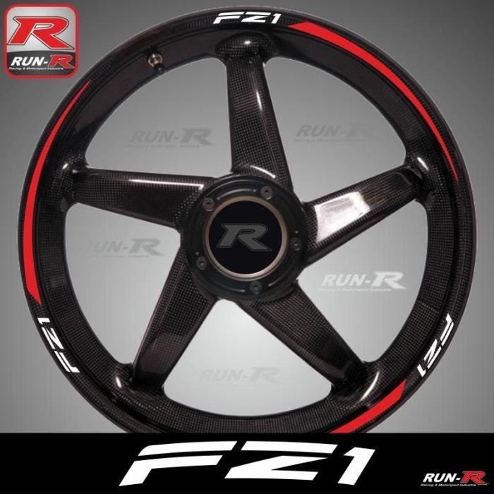 Stickers de jantes Yamaha FZ1 blanc/rouge - pack complet pour 2 roues