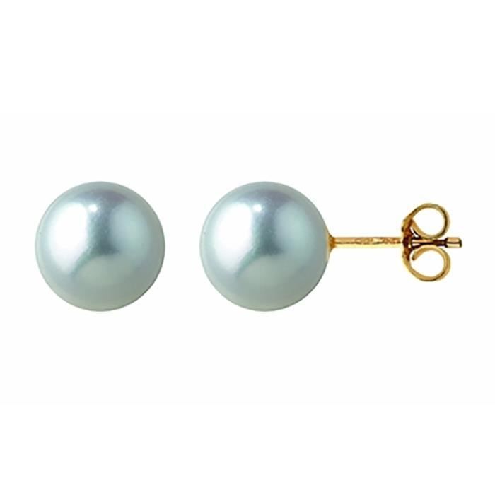 Boucles d'oreilles femme - BRILLAXIS - Boucles d'oreilles Brillaxis perles de culture or 8/8,5 mm - Couleur de la matière:Jaune