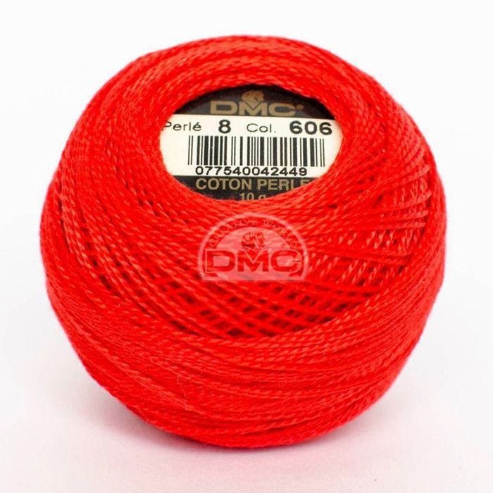 Fil à broder - Rouge vif - 606 - Coton perlé - Pelote - DMC - Broderie - Crochet