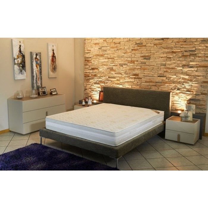 Super Deluxe Matelas Ferme Mousse Poli Lattex Indéformable - Face Laine Merinos 100% -Tissu à l'Aloé Vera - 23 cm (200x200)