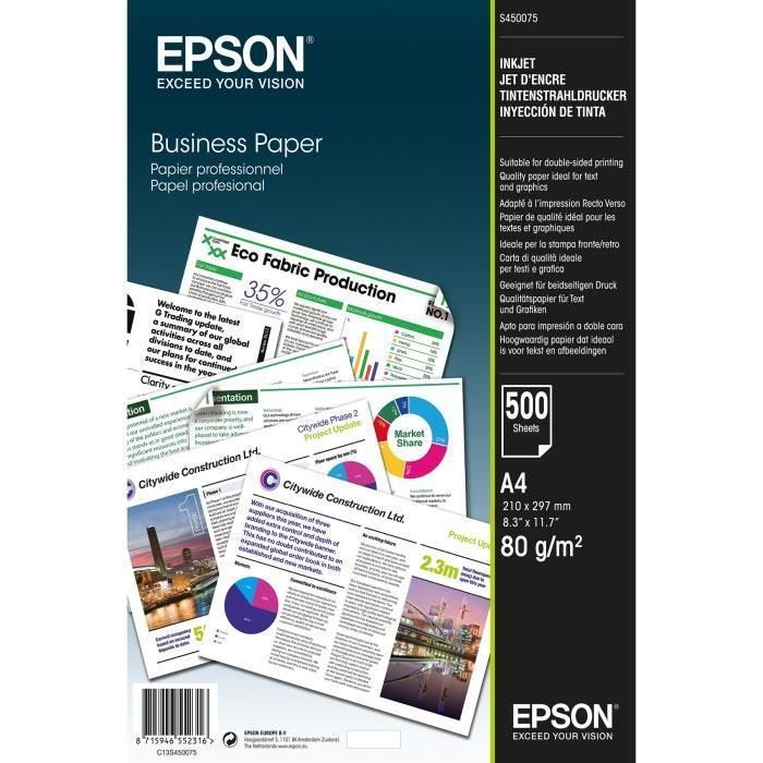 EPSON Rame de 500 feuilles Business Paper - A4 80g/m² - 21x 29,7 cm - Blanc