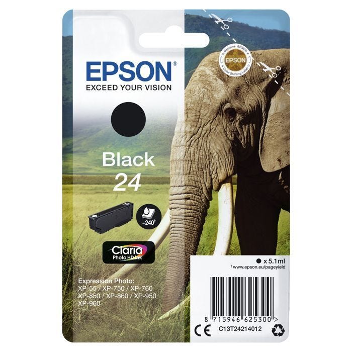 Cartouche d'encre EPSON 24 - Noir - 5.1 ml - pour Expression Photo et Premium