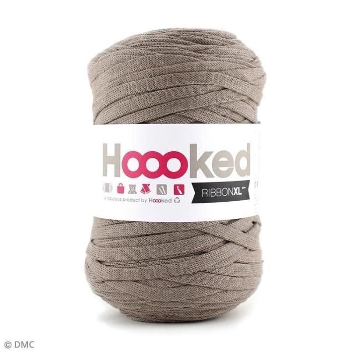 Pelote de ruban XL - HOOOKED - Jersey Beige - 120 m - 80% coton - Tricot et crochet