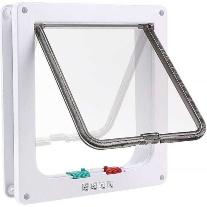 RiWill Chatière pour Chat / Chien avec magnétique à 4 Voies avec Tunnel 25*23.5*5.3cm Blanc