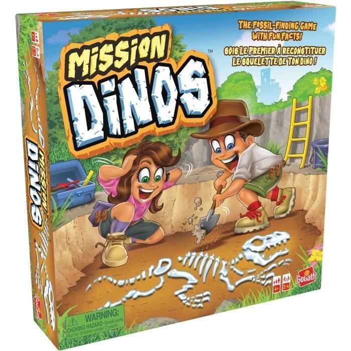 Mission Dinos, Jeu de société enfants, Jeu de plateau ludo-éducatif, 2 à 4 joueurs, GOLIATH, Dès 4 ans