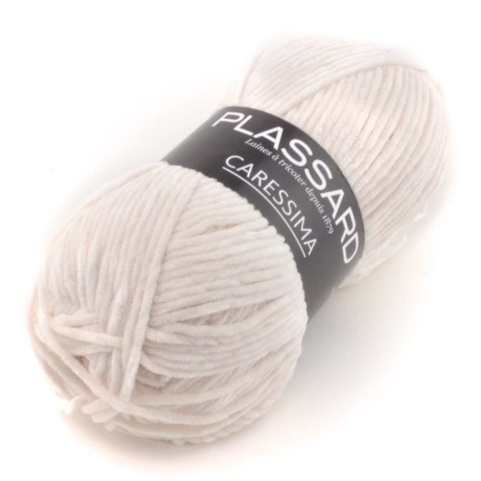 Pelote de laine Caressima 02 Blanc Cassé - Plassard - Laine Enfant / Layette - Polyester microfibre - Turquie