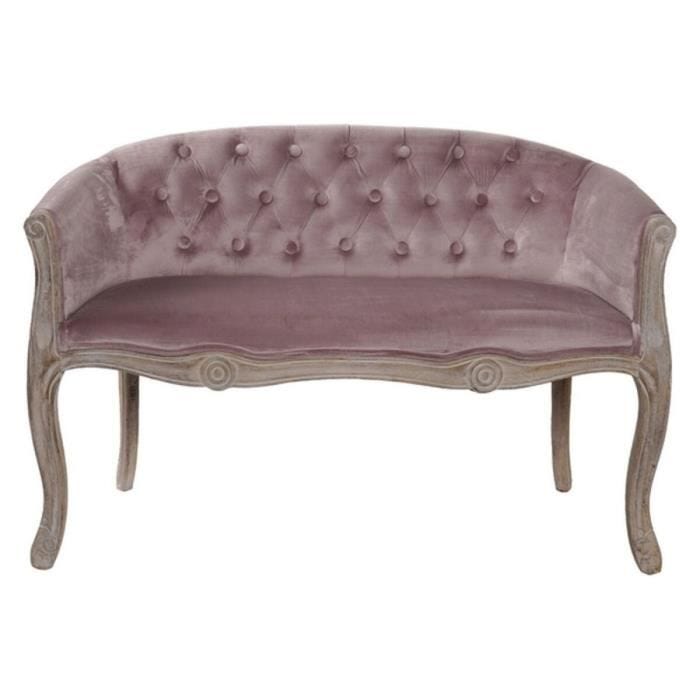 Canapé traditionnel en polyester et bois - Blanc - 107 x 61 x 71 cm