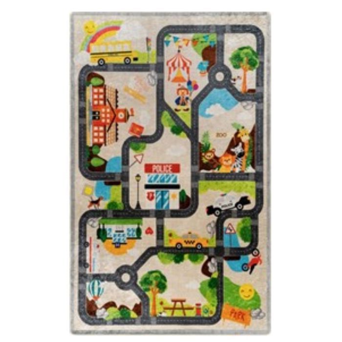 Tapis Circuit de Voiture - Beige - 80x150 - Antidérapant - Lavable en machine - 6mm d'épaisseur