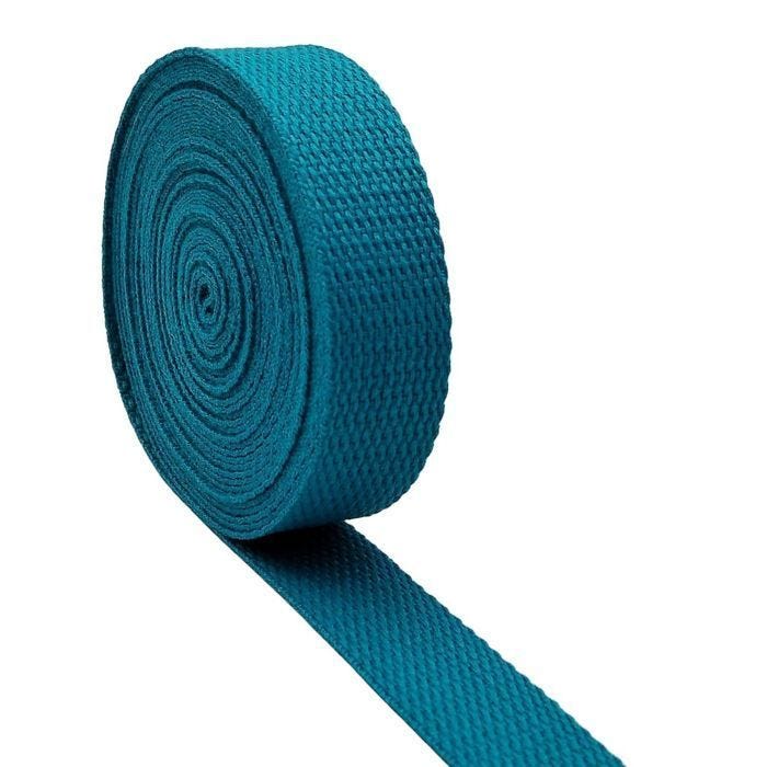 Sangle de coton - AnseTendance - 10 mètres - 25mm - Bleu canard - Fait main