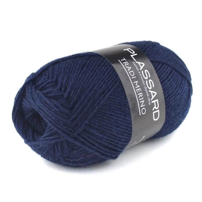 Laine - Plassard - Tradi-Merino - 27 Bleu marine - 1 pelote - Fabriqué en Italie