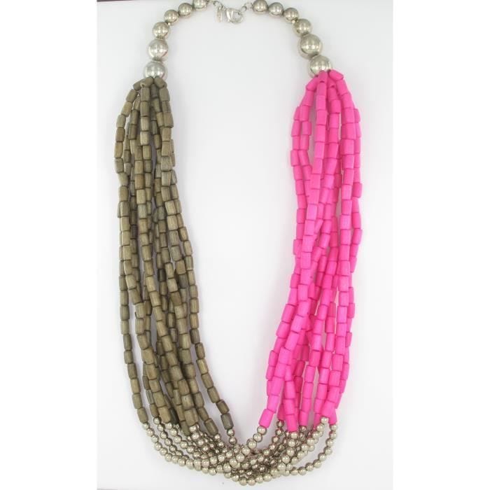 Collier long en bois et métal - Fanny Fouks Multicolore - Femme - Perles en bois et métal