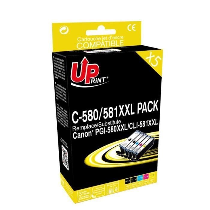 UP NEW CJ581XXLUPRP5 UP-C-580/581XXL-PACK 5-CANON TS6150/9150/TR7550-PGI580XXL/CLI581XXL-2BK/C/M/Y - 3584770907334